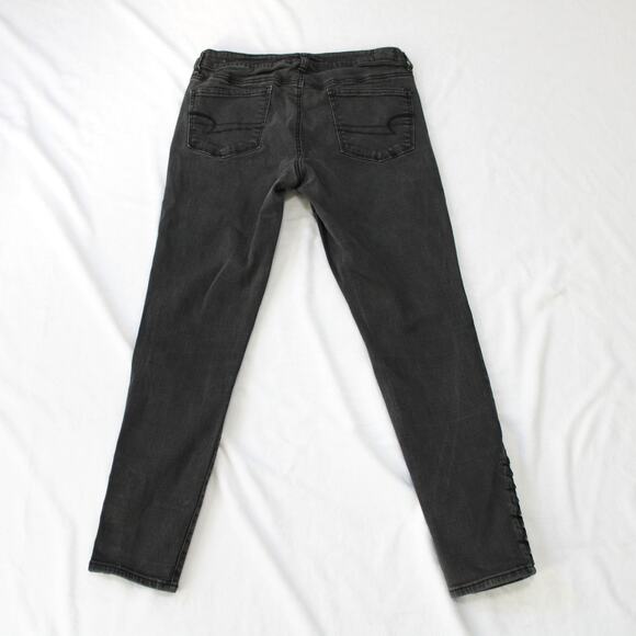 American Eagle Outfitters Black Jegging Super Stretch w/ Lace Up Ankles Size 12 - Picture 3 of 5
